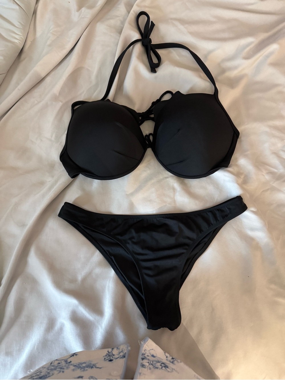 Victoria's Secret Black Halter Push-Up Bikini Set